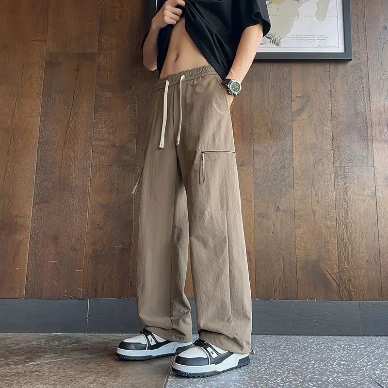

Spring Men's Casual Pants Cargo Jeans Fashion Design Multiple Pockets Wide Leg Pants Baggy Straight Streetwear Male Trousers