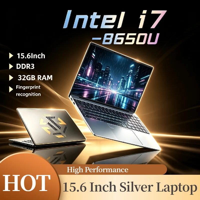 High‑Performance Ultra Slim 15.6 Inch Laptop Intel Core i7‑8650U 32GB RAM 2TB SSD Windows Business Notebook For Office Gaming
