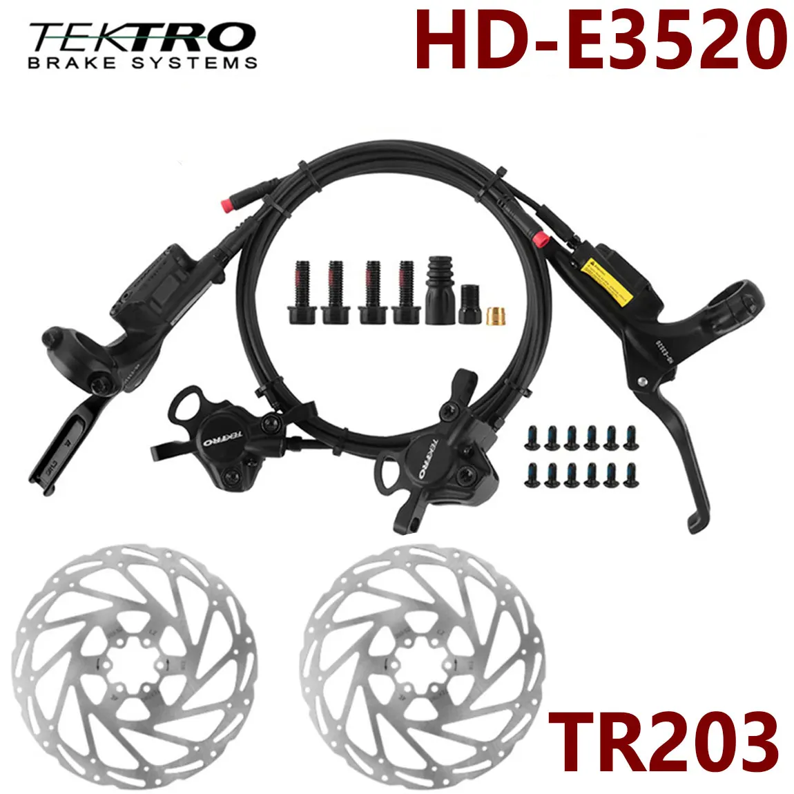 Tektro eBike Hydraulische Schijfrem HD-E350 E3520 2 Pins Mannelijke Elektrische Fiets Schijfrem 160mm 180mm 203mm Rotor MTB Rem Onderdelen