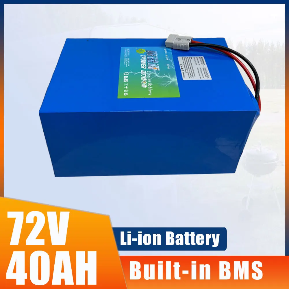 72V 40Ah Li-ion With 50A 80A BMS Lithium Polymer Battery for 3600W 5000W Inverter Tricycle Golf Cart Electric Scooter Vehicle