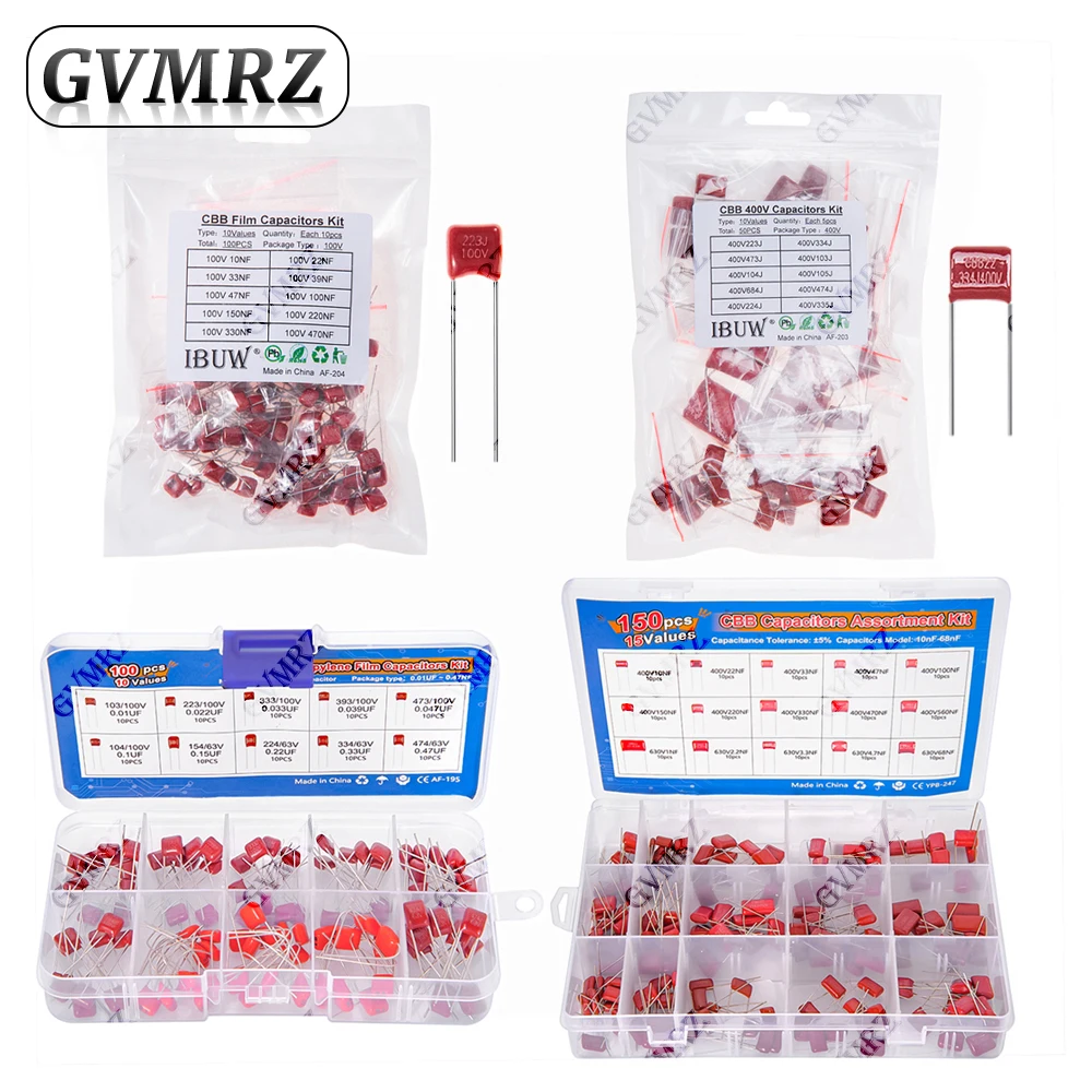 

CBB Polypropylene Film Capacitor Kit, Power Supply, Audio Equipment Universal CBB Capacitors Set ,for DIY Electronics