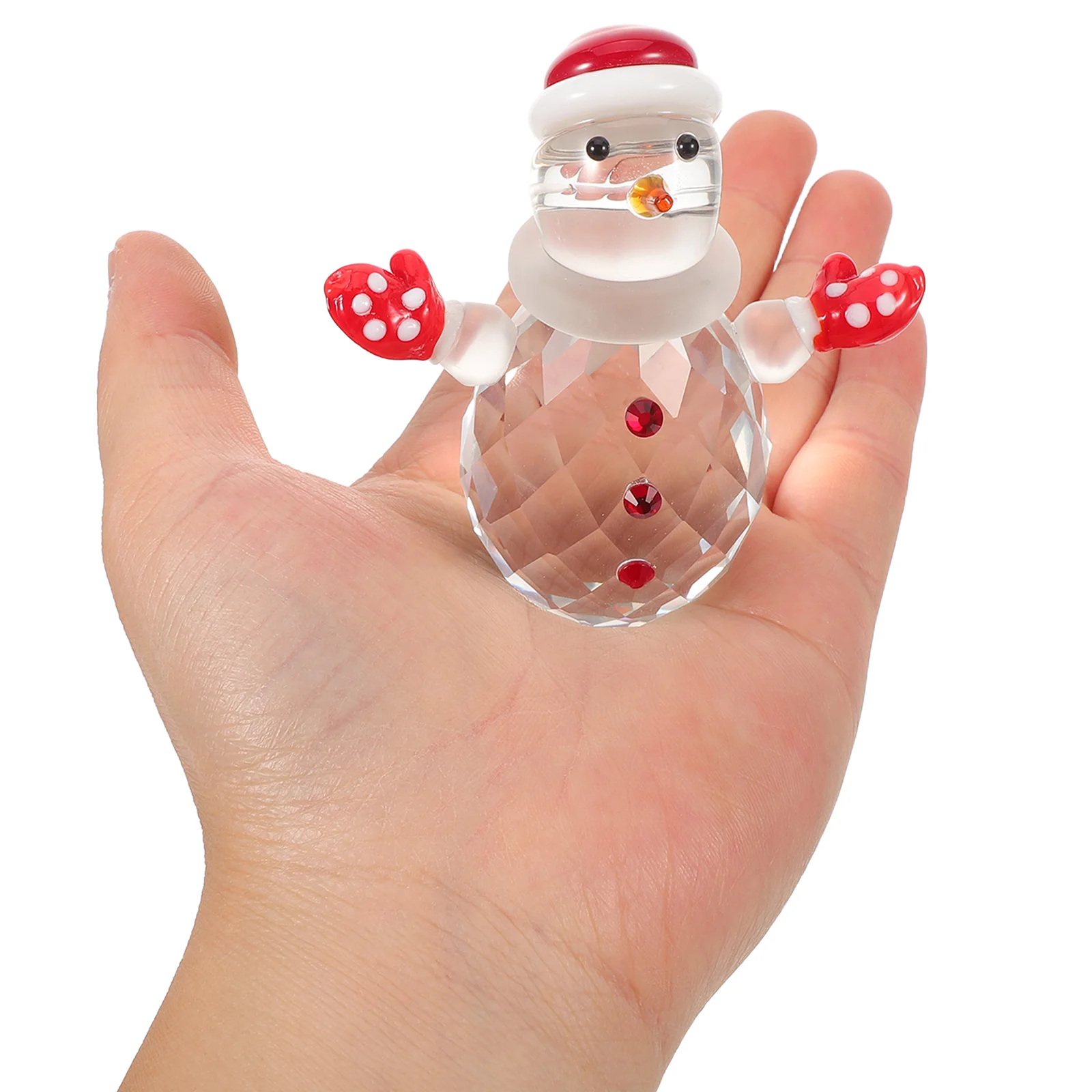 

Crystal Snowman Mini Decoration: Elegant Xmas Micro Landscape Ornament for Desktop Tabletop Home Decor Fairy Garden Accessory