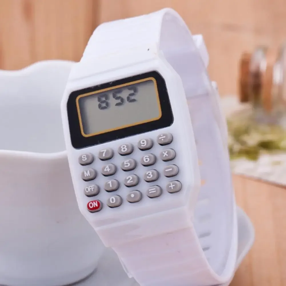 Calculadora electrónica de silicona para niños, reloj de pulsera con teclado multiusos, calculadora de muñeca, herramienta de examen