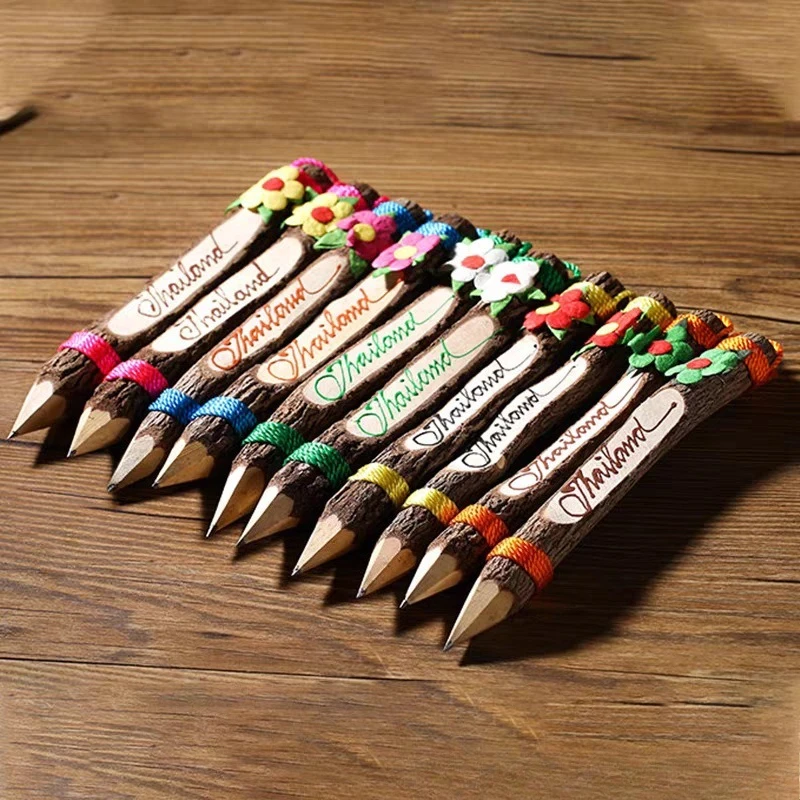 Thai Southeast Asian Students Colored Pencil Keychain Wooden Featured Gifts Crafts Stationery Children