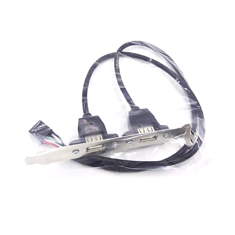 2 Port USB 2.0 Motherboard Rear Panel Expansion Bracket to IDC 9 Pin Motherboard USB Cable Host Adapter