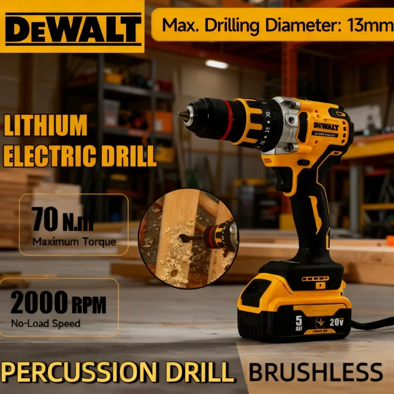 DEWALT المدمجة اللاسلكي الحفر فرش السيارات الحفر مفك متعدد الوظائف محرك مفك أداة كهربائية 18 فولت بات #4