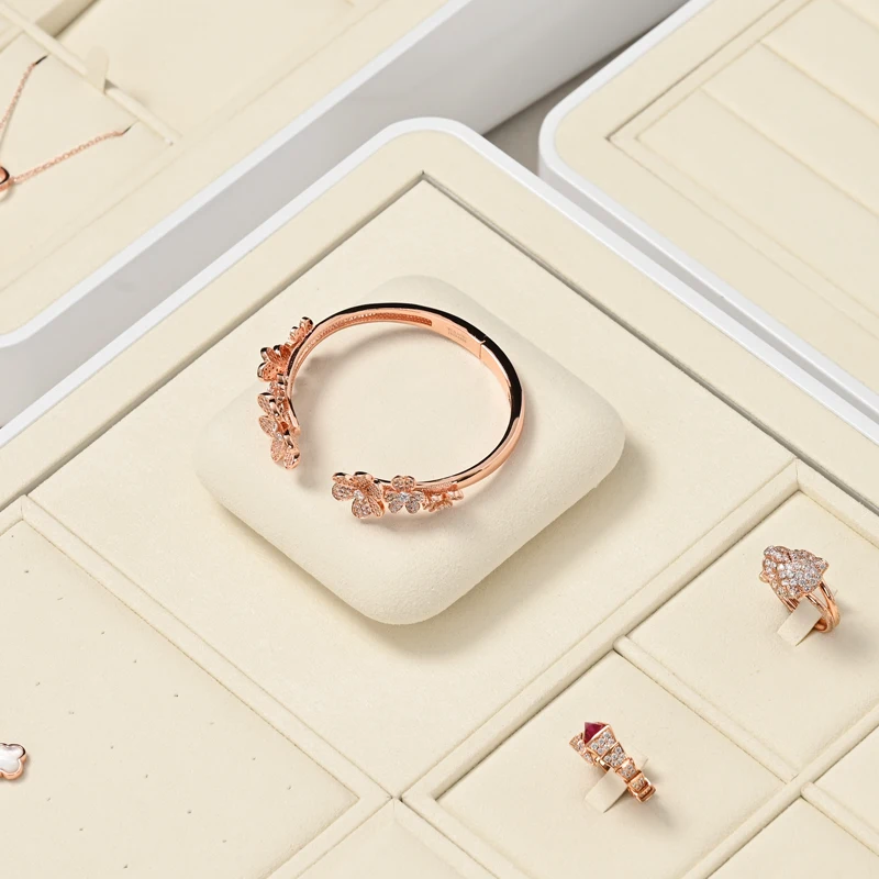 MISHITU Microfiber Jewelry Storage Box Ring Earring Necklace Watch Diamond Jewelry Organizer Case Storage Box Tray Display Stand