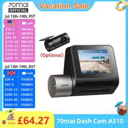 70mai-Cámara de salpicadero A510 2024 P HDR con GPS, ADAS, conectividad 4G, cámara frontal 4G, DVR para coche, soporte de estacionamiento 24H, novedad de 1944