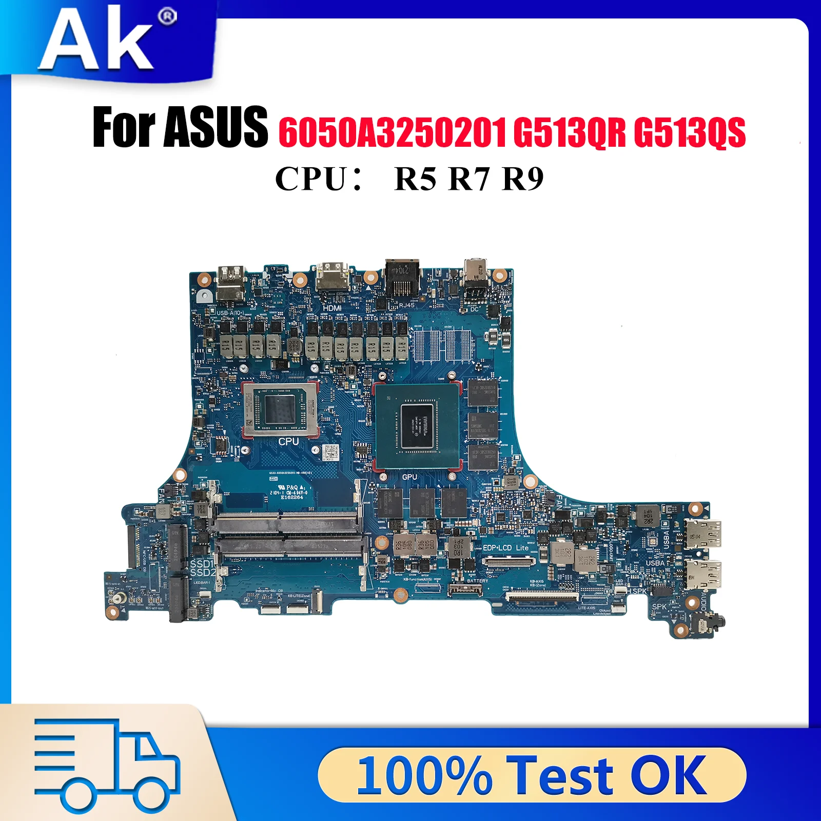

6050A3250201 Материнская плата для ноутбука ASUS ROG Strix G15 G513Q G513QS G513QM G513QR Материнская плата с процессором R5 R7 R9 tests ОК быстрая доставка