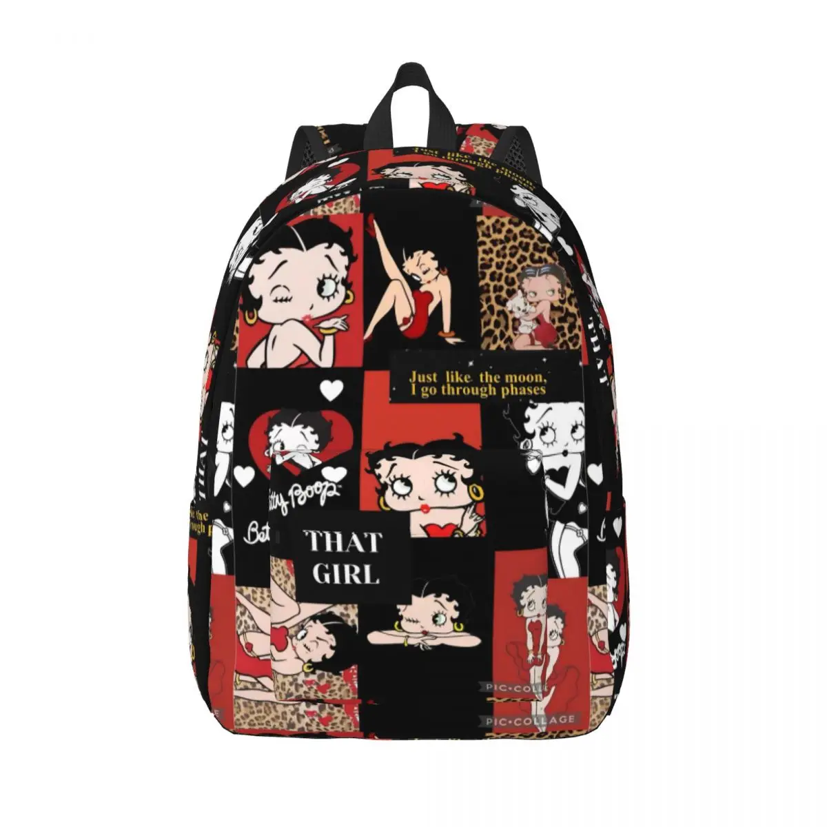B-Bettysd Cartoon Kiss Boops Backpack for Men Women Casual High School Work Daypack College Shoulder Bag Gift