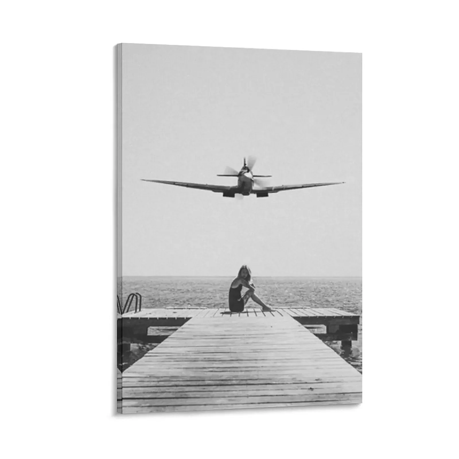 

Steady As She Goes; aircraft coming in for an island landing black and white photography- photographs Canvas Painting