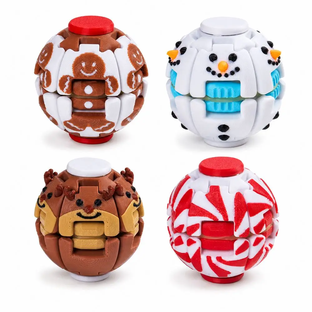 3D Printed PLA Fidget Spinner Ball Spherical Structure Christmas Christmas Fidget Toy Festive Style Press and Rotate