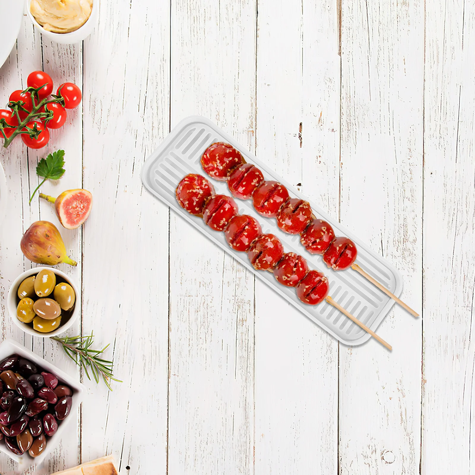 

Поднос Tanghulu, двухслойный перфорированный полый сетчатый сливной поддон, съемный держатель для шампуров для конфет, слив для овощей, сервировка барбекю