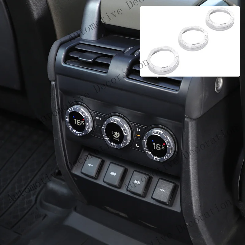 Z+ Mecha Silver Aluminum Rear AC Volume Knob Cover Trim For LR Defender L663 2020+