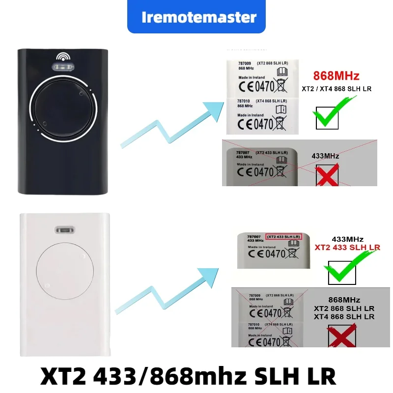 XT2 XT4 868 /433 SLH LR Garage Door Remote Compatible with 868Mhz/433mhz Frequency XT2 XT4 SLH, XT2 XT4 SLH LR