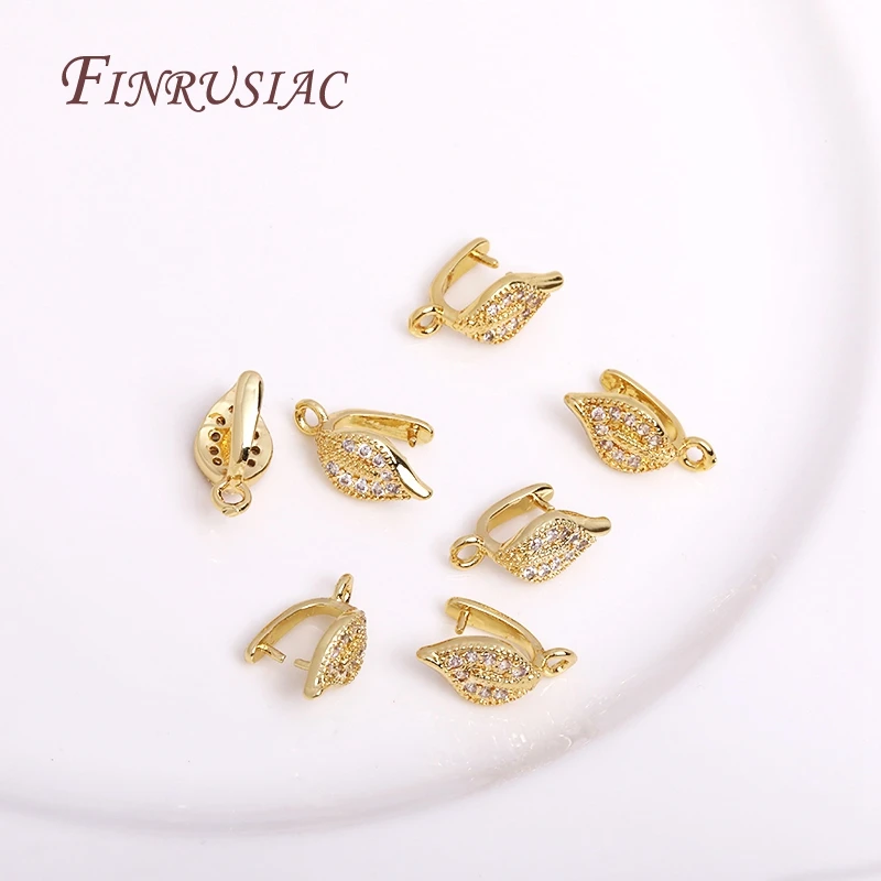 18k Real Gold Plated Leaf Shape Clamp Pinch Clip Bails DIY Earrings Jewelry Accessories For Crystal Gemstone Pendant Clip Clasps