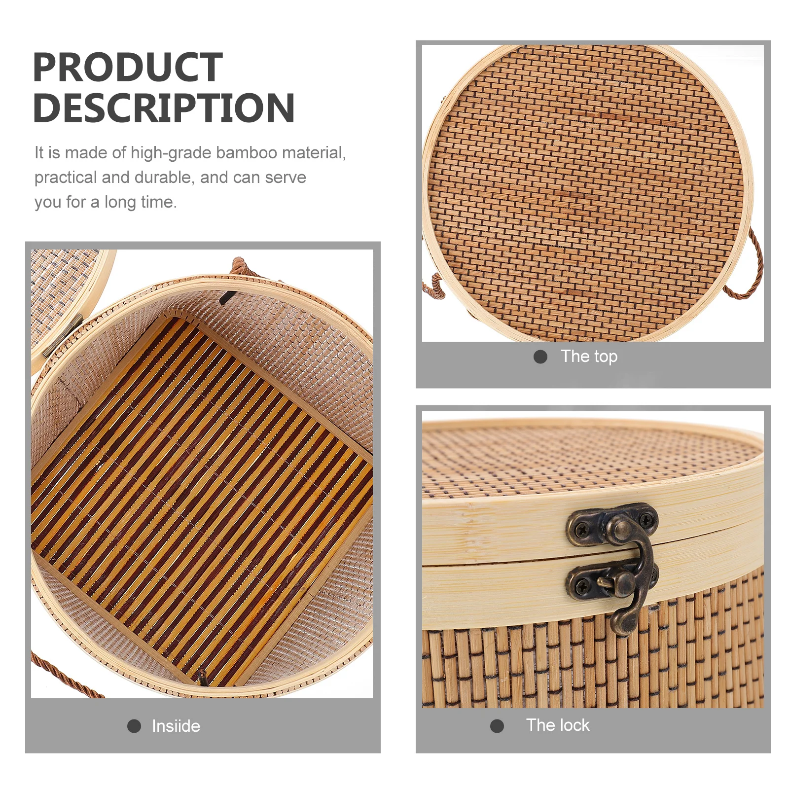 

1pc Bamboo Storage Basket Handwoven Gift Basket For Fruits Moon Cakes Crab Snacks Organizer Egg Holder Portable Home