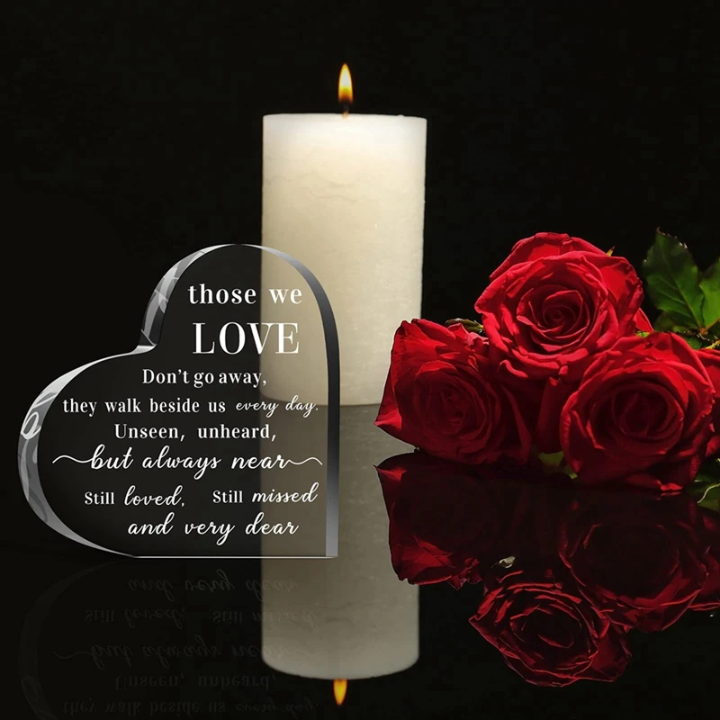 Coeur en acrylique transparent pour la perte d'un être cher, cadeaux de condoléance, souvenir, père, mère, 1 pièce