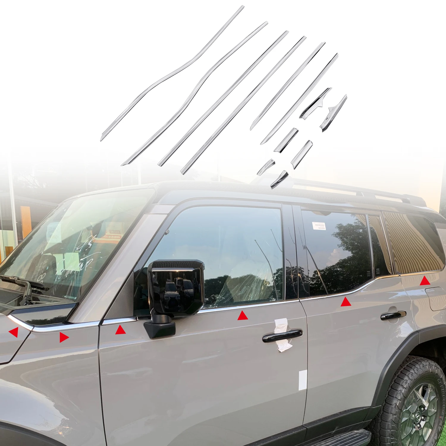 

For Lexus GX550 2024 2025 Car Exterior Accessories Lower Window Visor Guard Chrome Cover Trim Decor Stainless Steel 12pcs