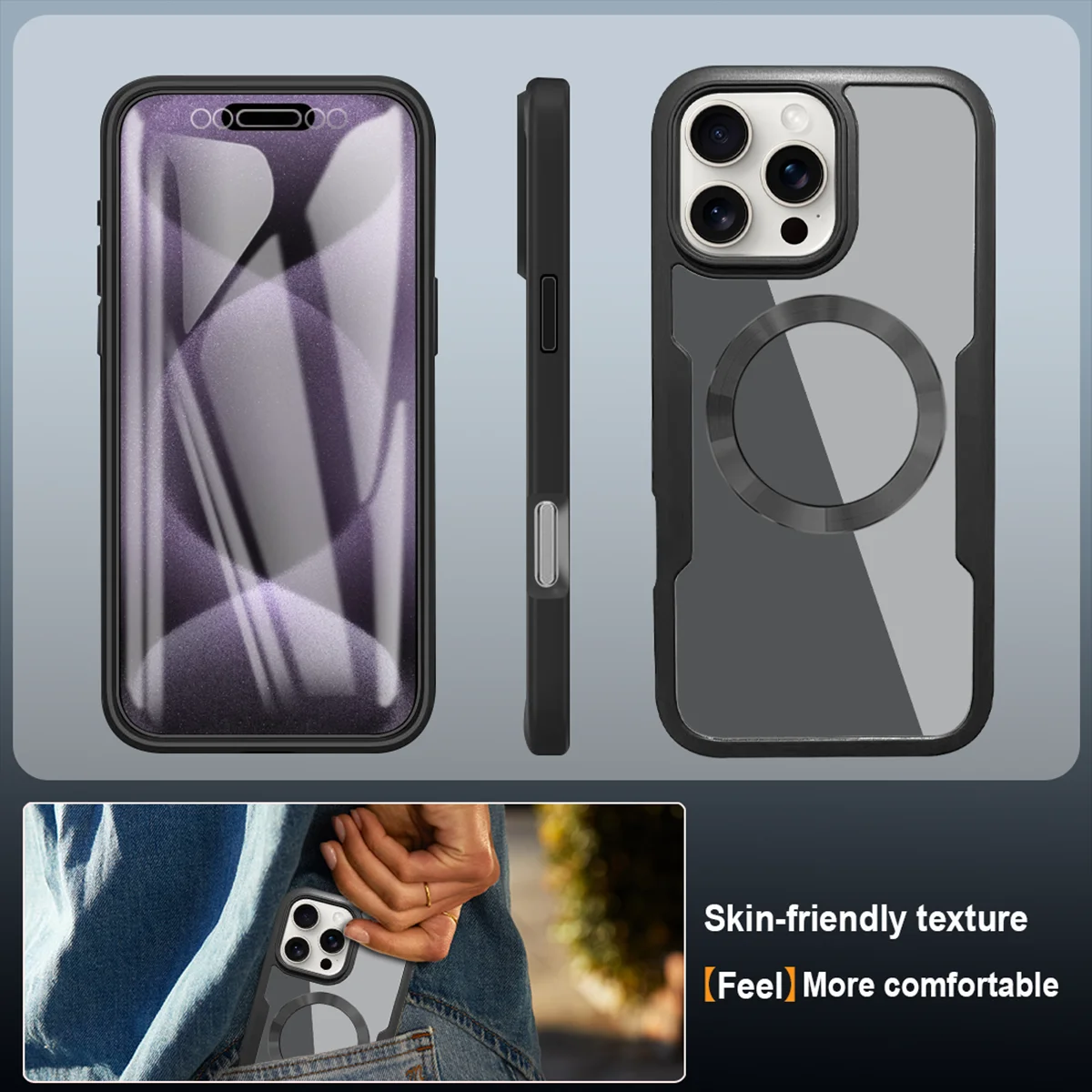 Double Sided Touch Screen Protection Phone Case for iPhone 16 15 Plus 14 Pro Max 13 12 11 Magnetic Suction MagSafe Clear Cases