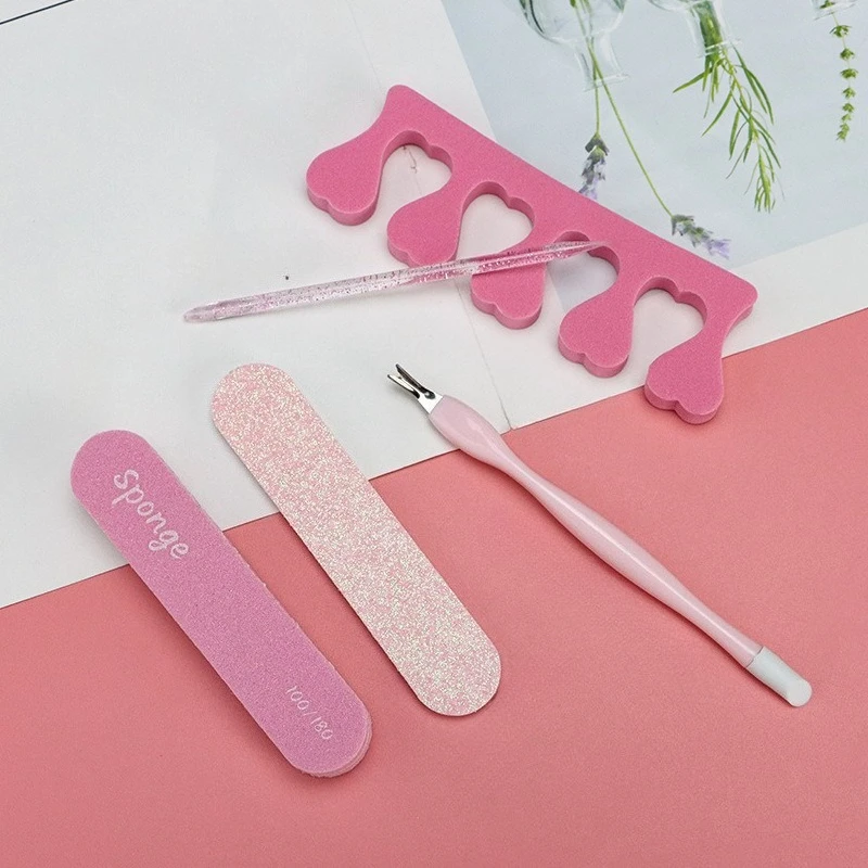 Professional Manicure Set, Nail Care Kit with Callus Rasp, Nail File, Cuticle Pusher, Finger Separator for Home & Salon Use