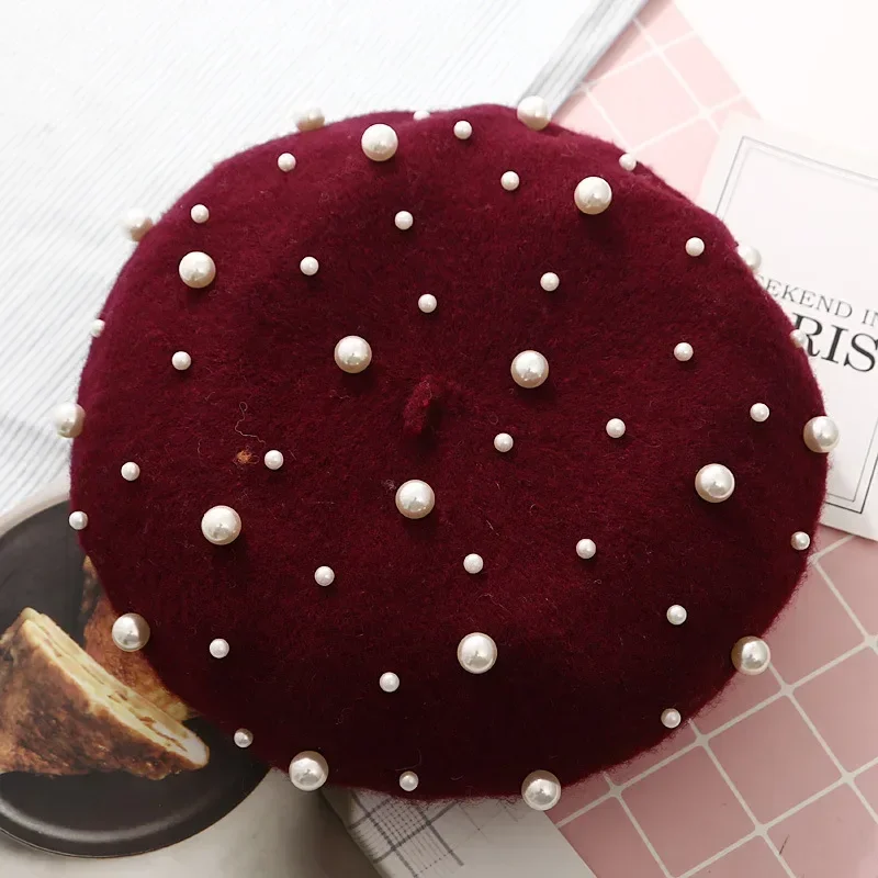 women Boinas Boina Feminina Hipster Joker Pearl Wool Felt Beret Multicolor Painter Cute Hat for women winter hat beret fashion