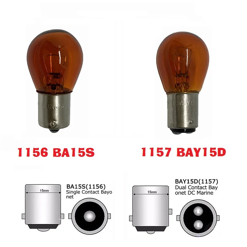 2pcs car 1157 P21/5W BAY15D 1156 P21W BA15S 12v 21W halogen lamp warm white reverse light brake bulb Stop Light Turn Signal DRL view 3