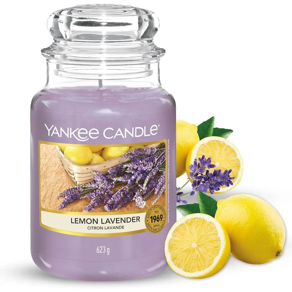 

Lemon Lavender Scented Classic 22oz Large Jar Single Wick Candle Over 110 Hours o Burn Time Ideal or Giting Events and Home ragr