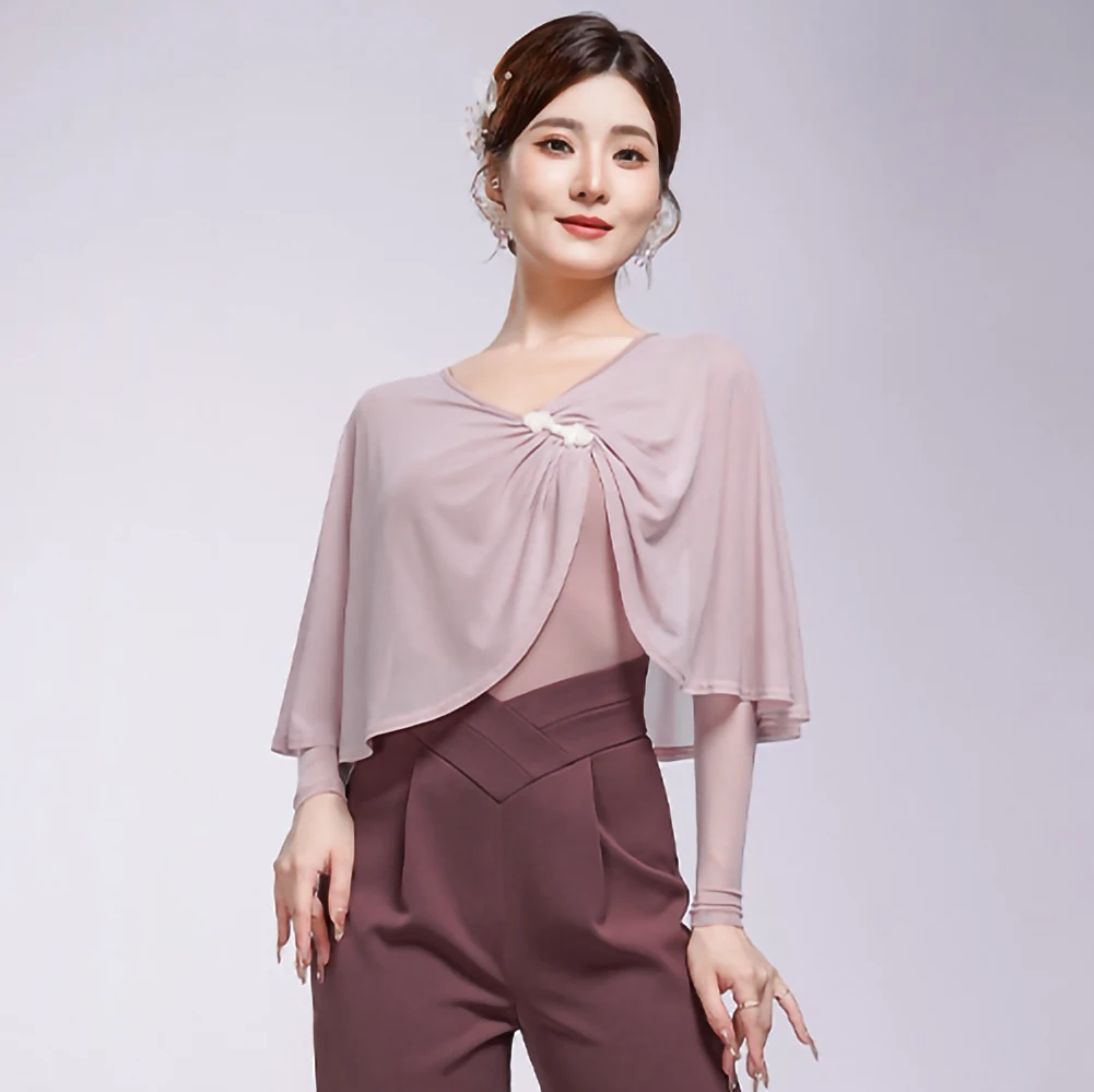 Waltz Coat Women's Cinnabar New Style Black Elegant Blue V-neck Ballroom Dance Elegant Long-sleeved Waltz Practice Top