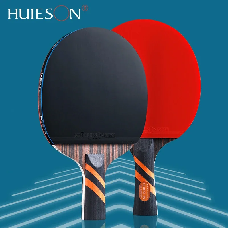 Huieson 8 Stars Table Tennis Rackets Set 7 Plys Pure Wood Carbon Blade Semi-Sticky Rubber Ping Pong Paddle for Beginner Training