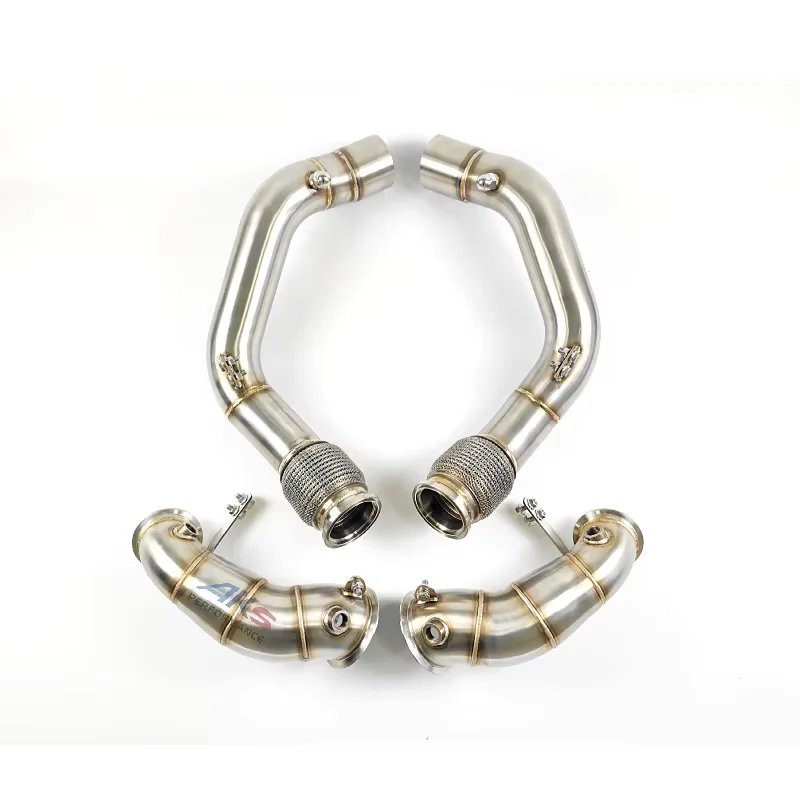 AKS Catless Downpipe For BMW F95 X5M F96 X6M 4.4T S63 Engine Downpipe