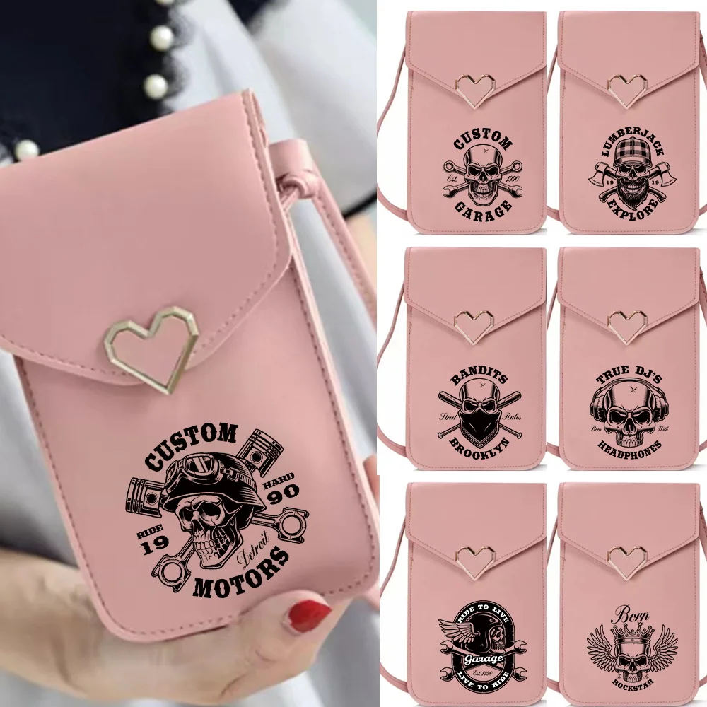 

Универсальная прозрачная сумка для телефона с сенсорным экраном и принтом черепа, модная сумка через плечо для женщин, для повседневных поездок и шопинга