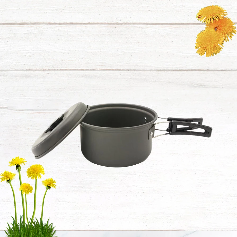 

Camping Cookware Portable Single Pot Cooking Utensils Noodle Bowl Stew Outdoors Instant Black