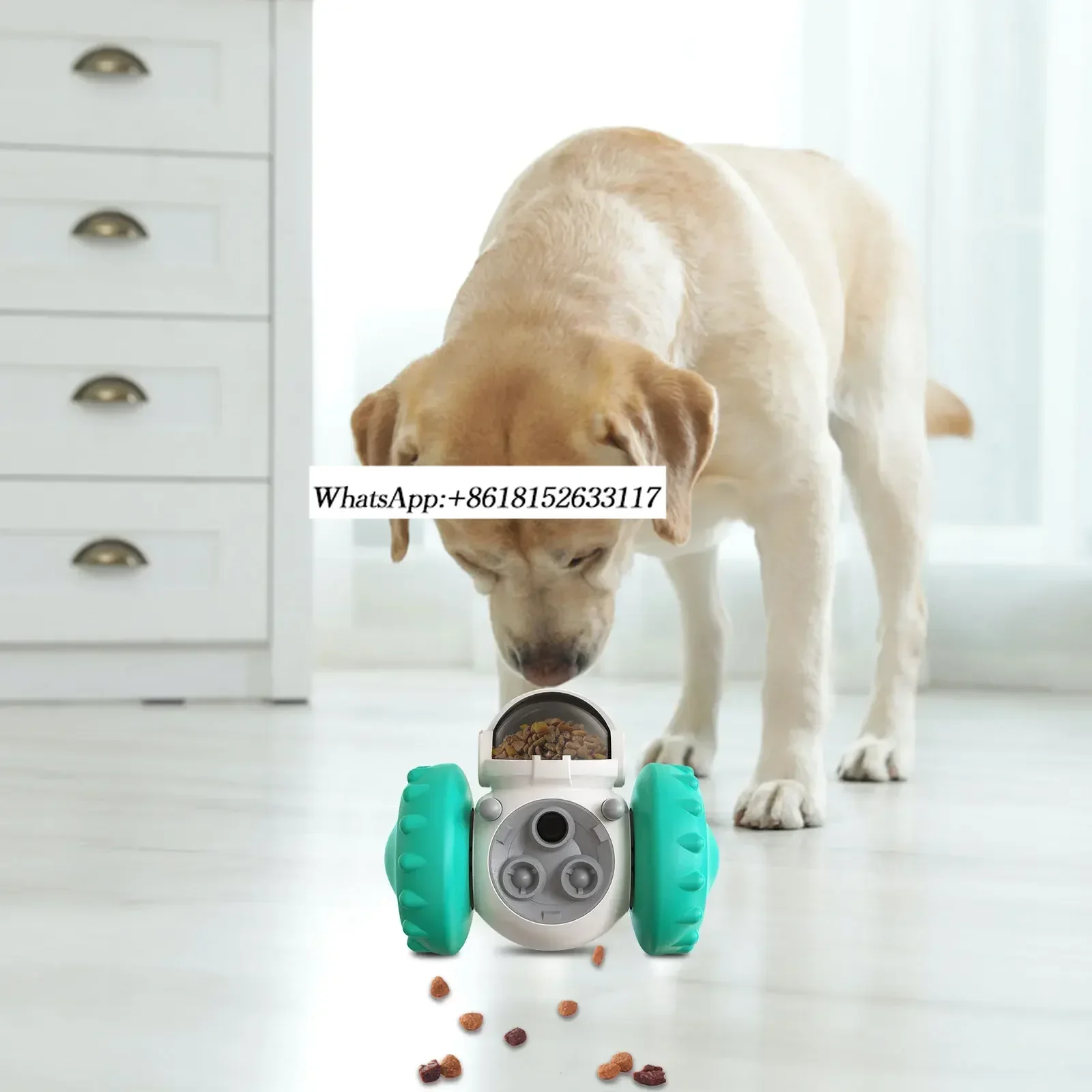 لعبة القط مع 360 °   تصميم دوار، عجلة توزيع الطعام التفاعلية، مادة PEGT وABS المتينة، ممتعة للقطط المتعددة مم