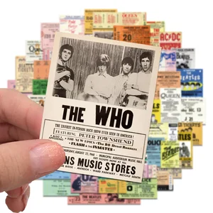 55 PCs Retro Rock Band Tickets Graffiti Tickets Musik Tickets Decal für Notebook Skate Gitarre Cooler Spielzeugaufkleber 6 Hauptverkaufsaufkleber Musik - №1