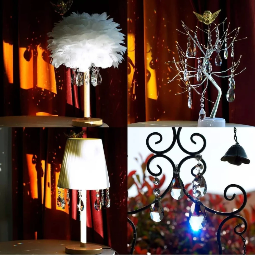 1/5pc Clear Crystal Glass 50mm Pendants Chandelier Prisms W/ Octagon Ornaments Diy Suncatcher Lighting Parts Curtain Accessories