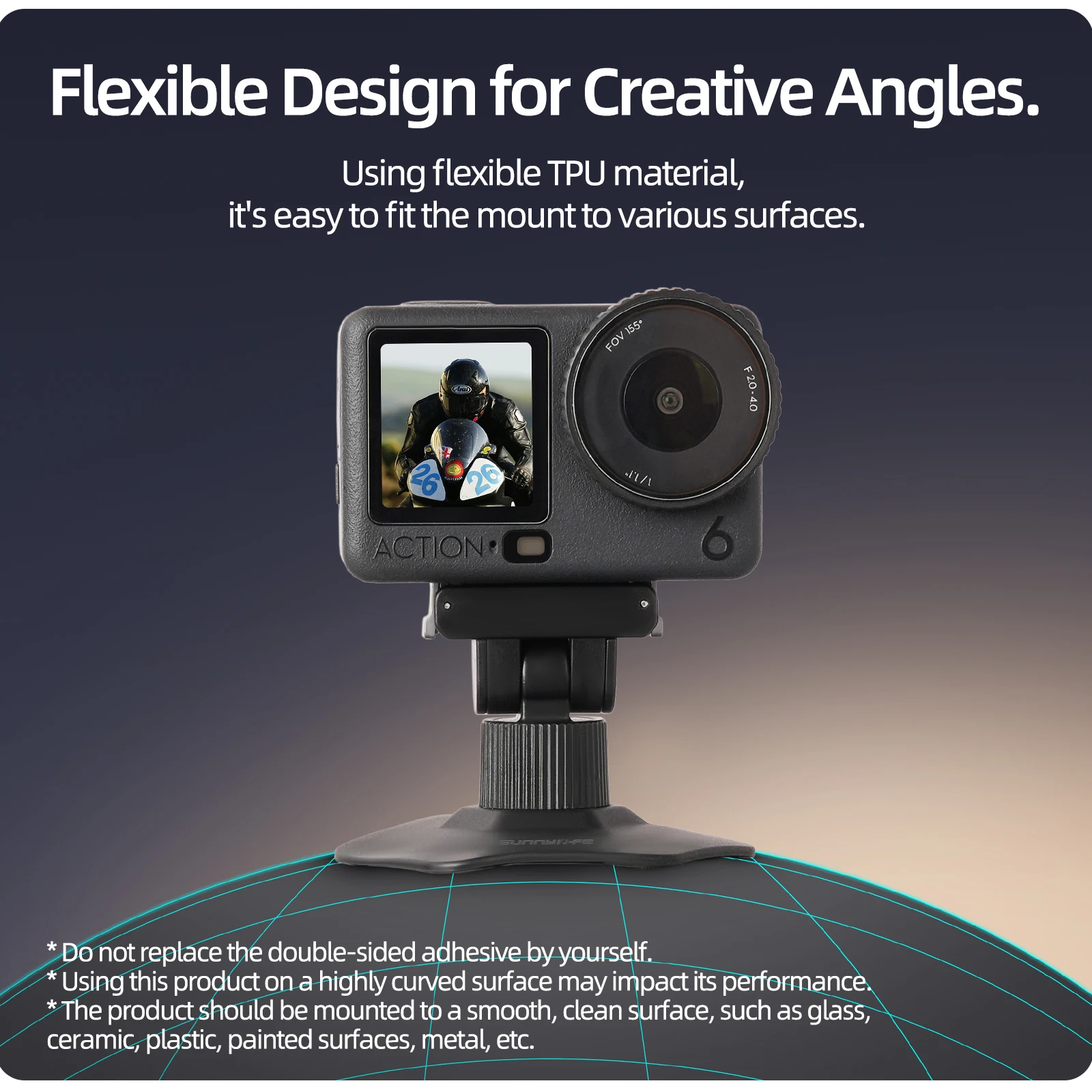 Bidirectional Magnetic Quick-Release Adjustable Flexible Base For DJI Osmo Nano/Action 6 Sports Camera Sticking Base Accessories
