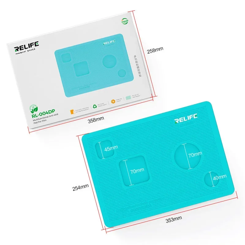 RELIFE RL-004DP Multifuncional Anti-Skid Film Flat Pad, Profissional Anti-Slip Silicone Pad, Reparação Da Câmera Do Telefone