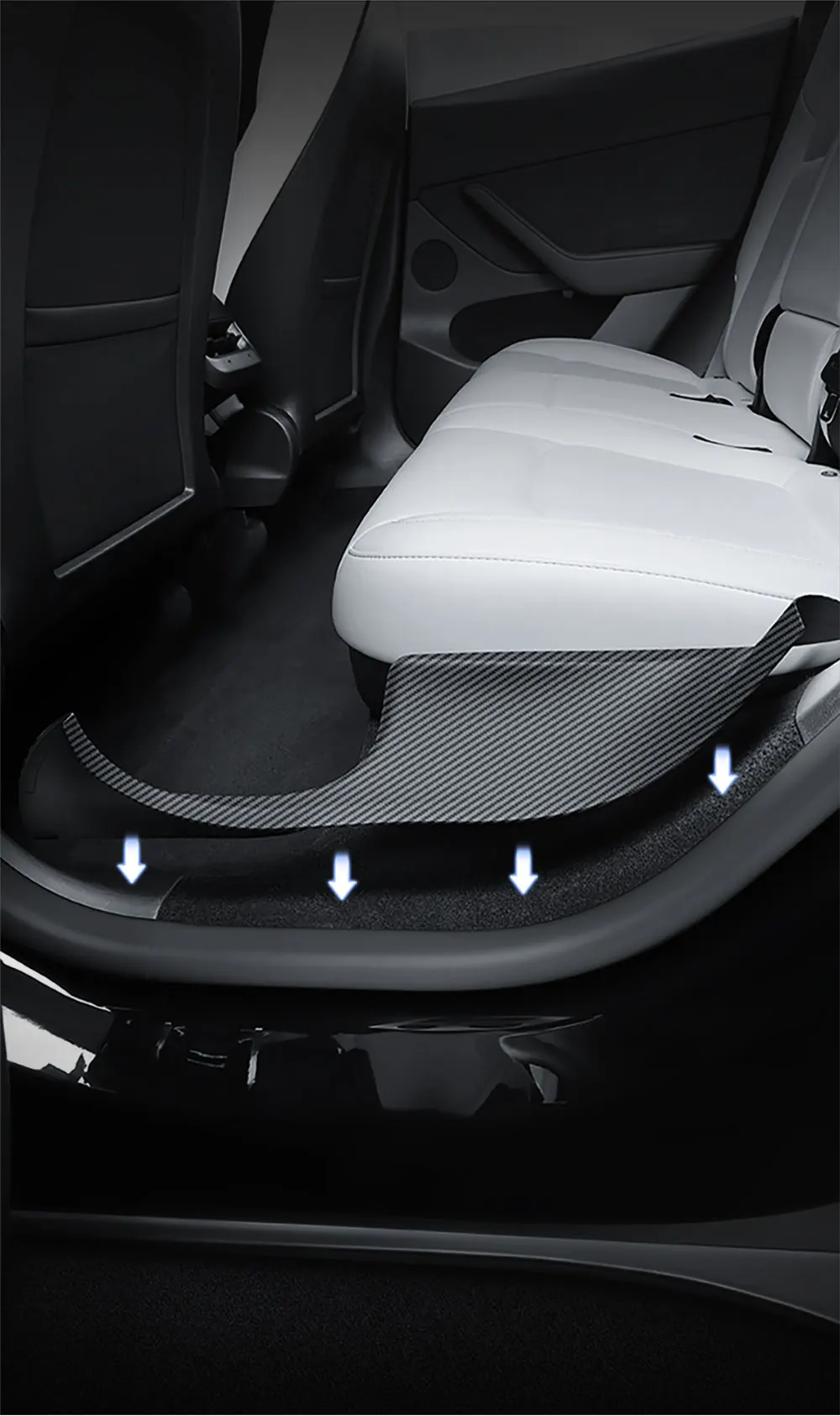 YZ für Tesla Model 3Y Highland Juniper 2021–2025, hintere Einstiegsleiste, Schutzleiste, Sitz, Anti-Kick-Pad, Eckenschutz, Zubehör – Detail 1