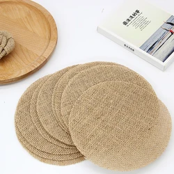 10pcs Round Natural Jute Burlap Fabric Table Mat Tea Cup Coaster Pads Vintage Rustic Wedding Decoration Christmas Party Supplies