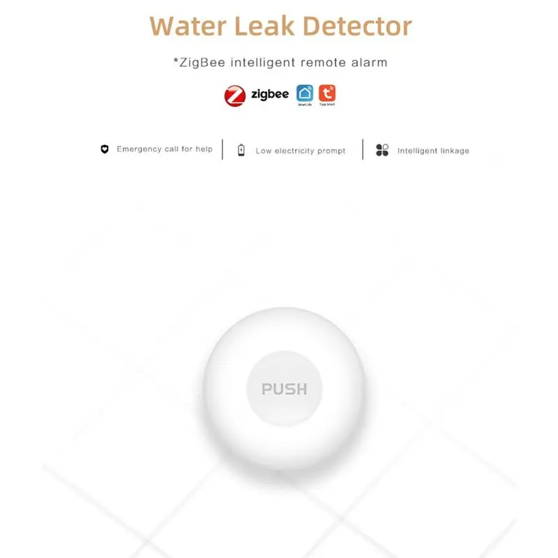 DT38 Tuya Smart Life ZigBee One-Key Alarm SOS Emergency Call Button Wireless Emergency Button Smart Life App Remote Control