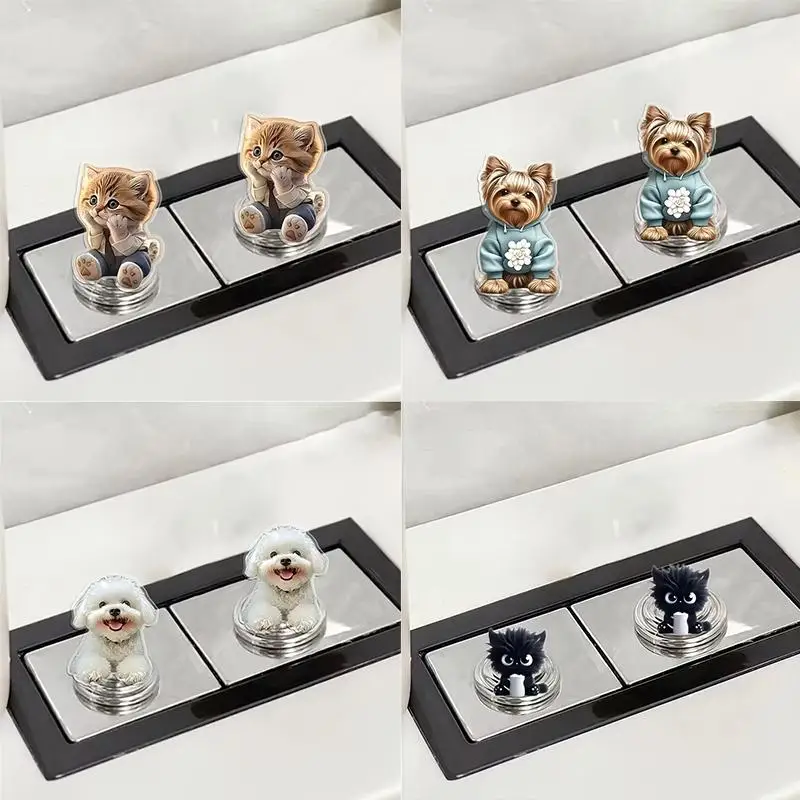 【MA】2Pcs 2D Flat Toilet Press Button Tank Push Switch Long Nail Room Decor Bathing Button Tool Home Water Flush Protector
