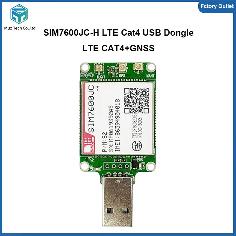 

SIMcom SIM7600JC-H USB-ключ 4G LTE CAT4 30*30 мм модуль IOT поддержка комплекта для подключения GNSS 1 шт. ﻿