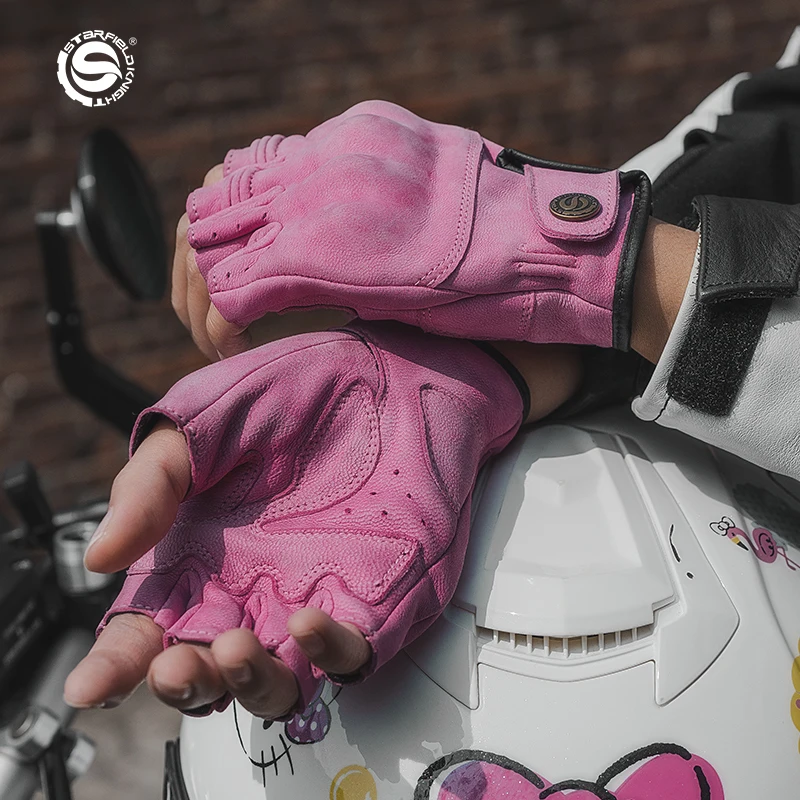 Star Field Knight Half Finger Motorcycle Gloves Men Women's Riding Protective EquipmentSummer Breathable Non-slip Wear-resistant