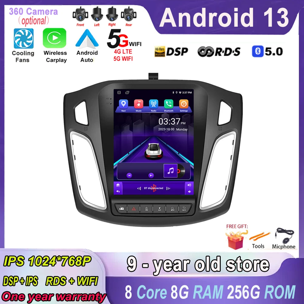 

9.7" for Ford Focus 3 MK 3 2011 - 2019 Android 13 Car Radio Multimedia GPS Video Player Carplay Auto Stereo Head Unit