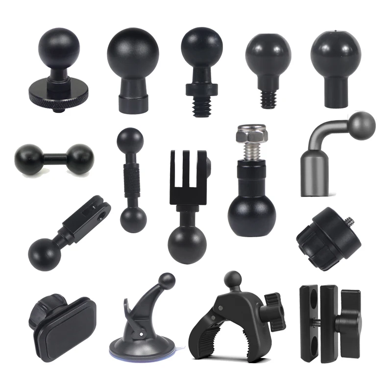 อะแดปเตอร์หัวลูกบอล17มม. คลิปซ็อกเก็ตคู่ขายึดกล้องโกโปรกล้องแอคชั่น11 10ตัวแปลงหัวลูกบอล17มม. เป็นหัวสกรู1/4 M6