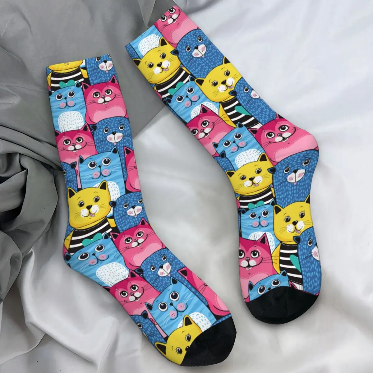 

Cute Cats Anime Socks Cartoon Animal Funny Fashion Stockings Men's Soft Running Socks Autumn Pattern Anti-Slip Socks