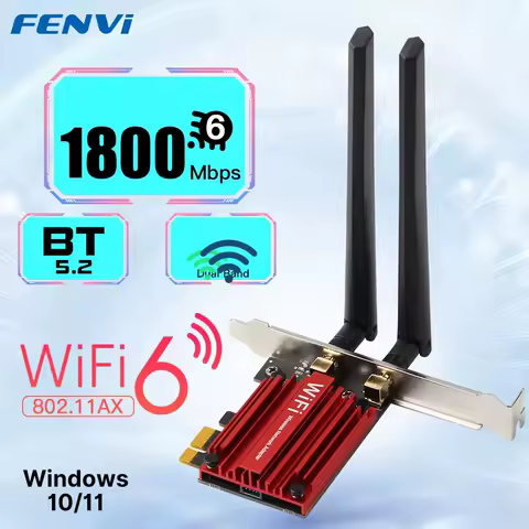 FENVI WiFi6 AX1800 Wireless PCIE Adapter 1800Mbps BT5.2 Dual Band 2.4G/5Ghz 802.11AX Network Wi-Fi Card For Desktop PC Win 10/11