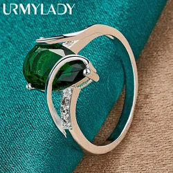 URMYLADY 925 Sterling Silver Water Drop Turquoise 7-10 # แหวนสำหรับงานแต่งงาน Charm หมั้นแฟชั่นเครื่องประดับ