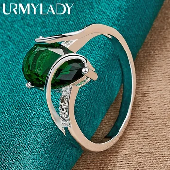 URMYLADY 925 argent Sterling goutte d'eau Turquoise 7-10 #   Bague pour femmes, breloque de mariage, bijoux de fiançailles à la mode